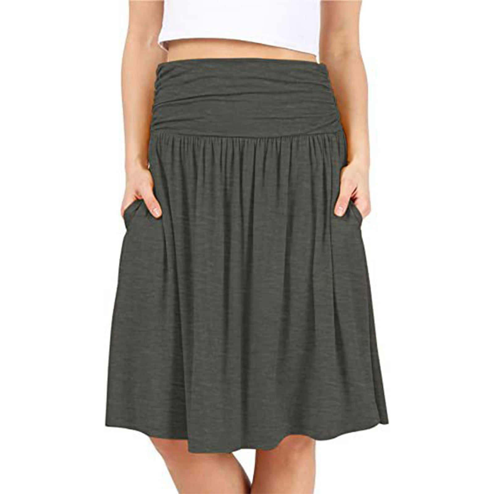 Women High Waist Pleated Skirts Spring Fashion Korean Style All-match Ladies Elegant A-line Short Skirt