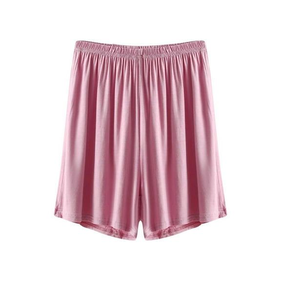 hotojiny Plus Size Pajama Shorts for Women Soft Cozy Elastic Waist Pj Bottoms Pleated Solid Color Basic Sleep Shorts Loungewear