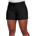 thumbnail image 1 of hotojiny Plus Size Shorts for Women Cotton Linen Solid Elastic Waist Lounge Shorts Beach Vacation Trendy Summer Clothes, 1 of 6