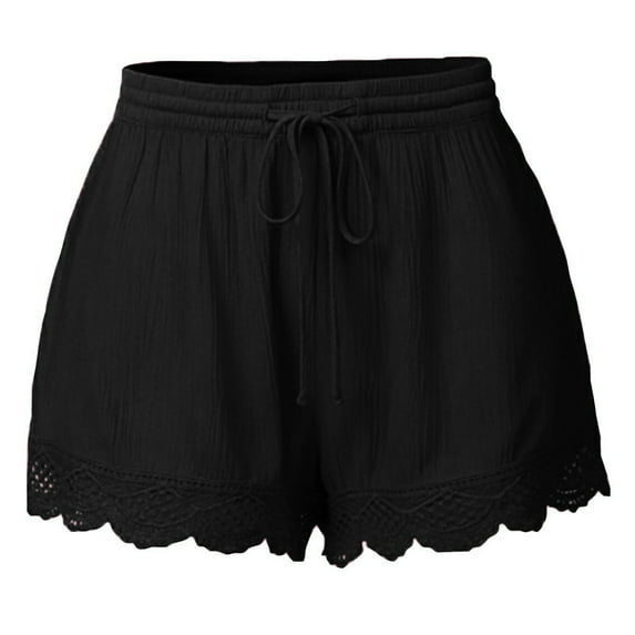 hotojiny Plus Size Shorts for Women Summer Fashion Lace Trim Shorts Comfy Wide Leg Lounge Beach Vacation Shorts
