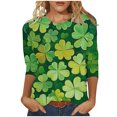 thumbnail image 1 of hotojiny Plus Size St. Patrick's Day Tops for Women Fashion Spring Cute 3/4 Sleeve Shirts Lounge Loose Crewneck Blouse, 1 of 5