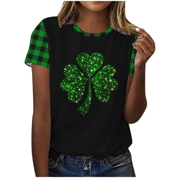hotojiny Plus Size St. Patrick's Day Tops for Women Fashion Spring Summer Short Sleeve Crewneck Shirts Lounge Soft Cute T Shirts
