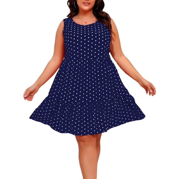 hotojiny Plus Size Summer Dress for Women Fashion Sleeveless a Line Flowy Dresses Lounge Beach Vacation Sundress