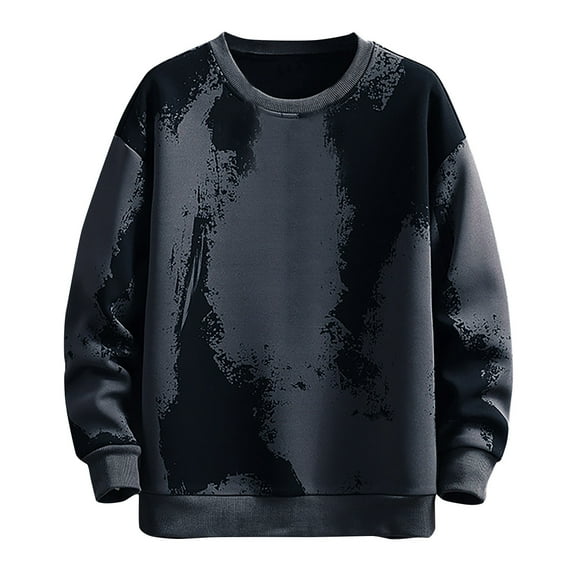 hotojiny Plus Size Sweatshirt for Men Fashion Tie-Dye Long Sleeve Pullover Casual Vintage Loose Crewneck Shirts