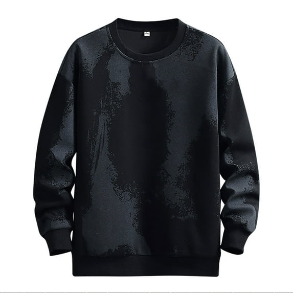 hotojiny Plus Size Sweatshirt for Men Fashion Tie-Dye Long Sleeve Pullover Casual Vintage Loose Crewneck Shirts
