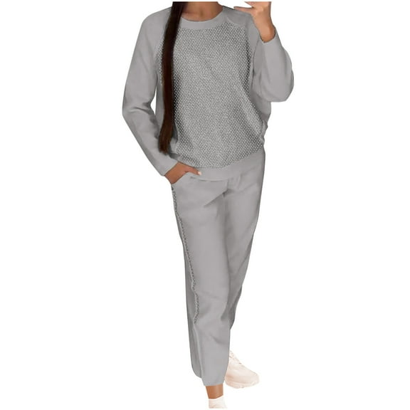 hotojiny Plus Size Sweatsuit for Women 2 Piece Set Casual Long Sleeve Crewneck Loose Pant Workout Sets Fashion Matching Tracksuit