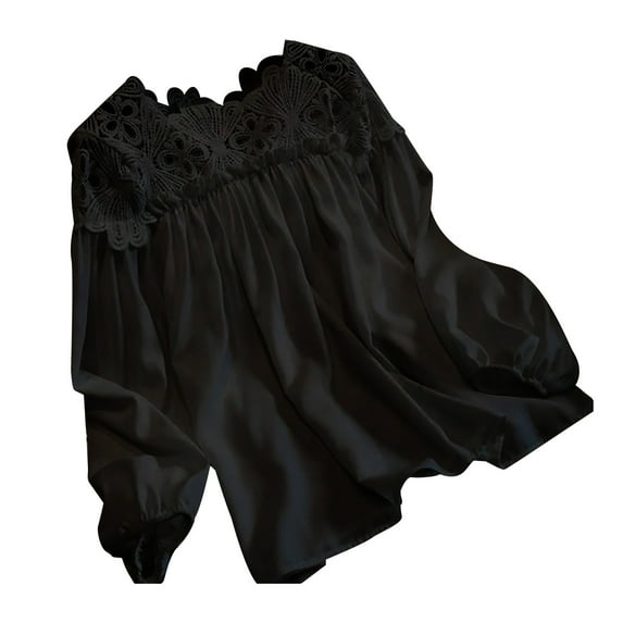 hotojiny Plus Size Tops for Women Casual Chiffon Long Sleeve Ruffle Shirts Fashion Loose Pleated Blouse