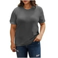 thumbnail image 1 of hotojiny Plus Size Tops for Women Solid Color Crew Neck Short Sleeve Summer T Shirts Trendy Loose Casual Tee, 1 of 7
