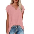 thumbnail image 1 of hotojiny Plus Size Tops for Women Summer Loose Oversized Cap Short Sleeve Shirt Casual V Neck Beach Tee Clothes, 1 of 7