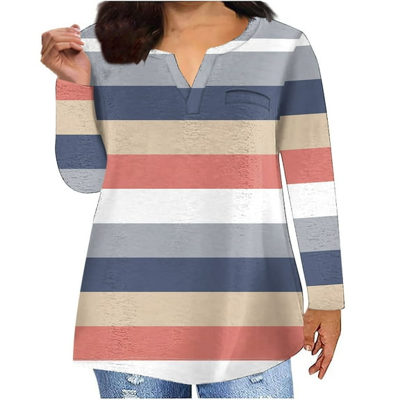 hotojiny Plus Size Tunic Tops for Women Long Sleeve V Neck Casual Shirts Fall Oversized Loose Pullover Blouse