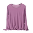 thumbnail image 1 of hotojiny Plus Size Womens Tops Comfortable Solid Color Long Sleeves Sleep Shirt Soft Modal Scoop Neck Loose Pajamas Tee, 1 of 6