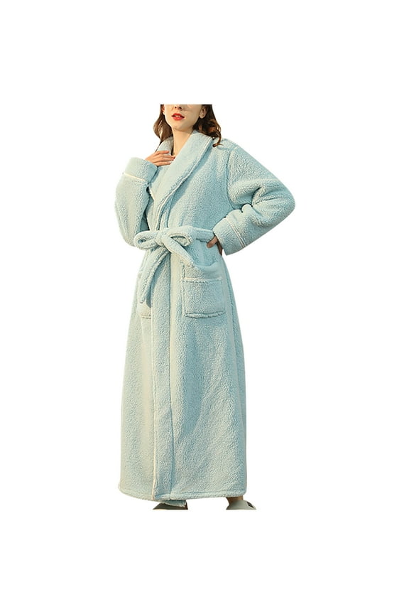 Plush Robes For Women and Men Soft Warm Winter Fleece Bathrobe Long Comfy Full Length Unisex Velour Robe Sleepwear