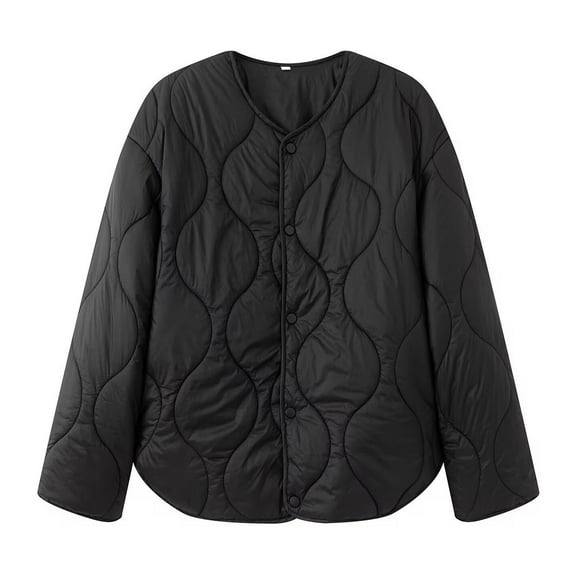 hotojiny Quilted Jackets for Women Lightweight Long Sleeve Button down Coat Winter Thermal Warm Padded Outerwear XS-L