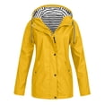 thumbnail image 1 of hotojiny Rain Jacket Women Stylish Striped Lined Zipper Raincoats with Hood Waterproof Windbreaker Outdoor Long Trench Travel Coats, 1 of 6