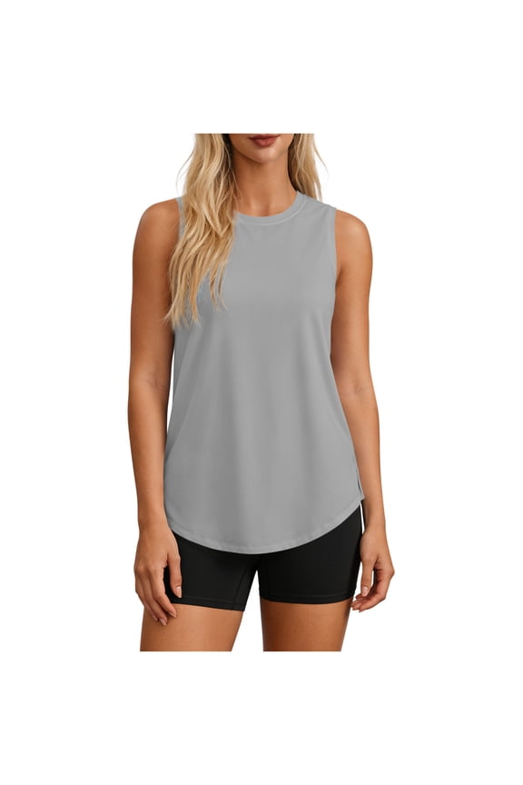 Rash Guard for Women UPF 50+ Sun Protection Swim Shirt Sleeveless Curved Hem Gym Tee Athletic Hiking Tank Top