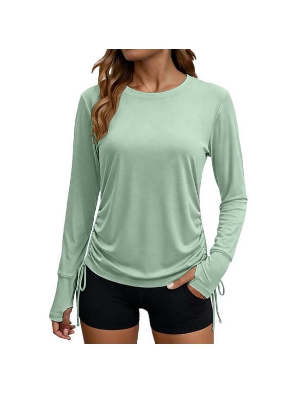 Rash Guard for Women UPF 50+ UV Sun Protection Swim Shirt Beach Surfing Long Sleeve Shirts for Women with Thumb Hole