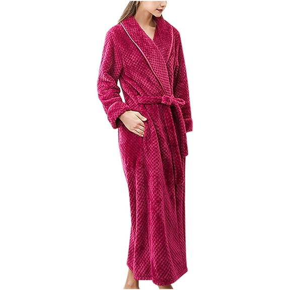 hotojiny Robes for Women and Men Long Plush Fleece Bathrobe Super Warm Soft Cozy Thick Unisex Velour Bathrobe for Winter
