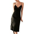 thumbnail image 1 of hotojiny Satin Nightgowns for Women Lounge Sleeveless Spaghetti Strap Backless Sleepwear Soft Lace Nightwear, 1 of 7