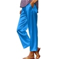 thumbnail image 1 of hotojiny Satin Pants for Women Summer Casual Ankle Length Beach Trousers Comfy Elastic Waist Silk Work Outfits with Pockets, 1 of 6