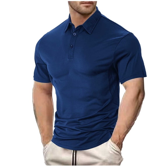 hotojiny Shirts for Men Performance Short Sleeve Mens Golf Shirts Plain Classic Fitted Athletic Work Tee Button Collared Summer Tops