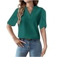 thumbnail image 1 of hotojiny Shirts for Women Half Sleeve V Neck Dressy Casual Business Blouses Spring Trendy Clothes Fashion Work Tops, 1 of 7