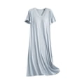 thumbnail image 1 of hotojiny Sleepshirt for Womens Plus Size V Neck Nightgown Plain Short Sleeve Nightshirt Padded Pajama Dress Sleepwear, 1 of 3