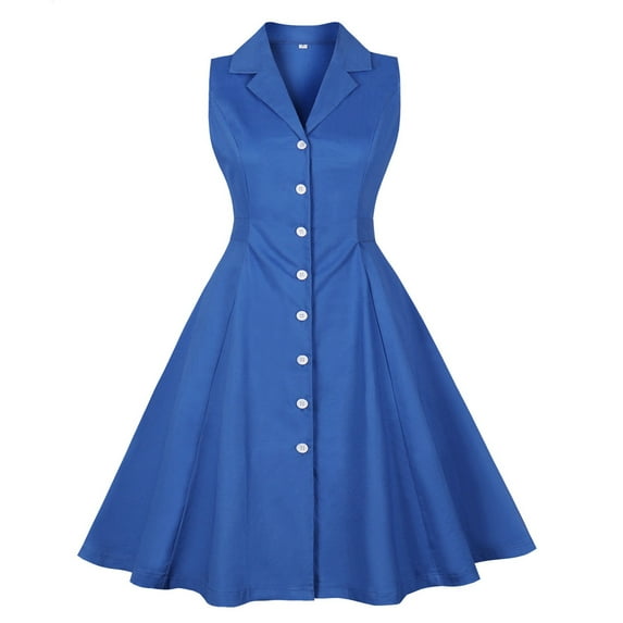 hotojiny Sleeveless Dresses for Women 2024 Notch Lapel Button Down Shirt Dress Business Casual Work A Line Dresses