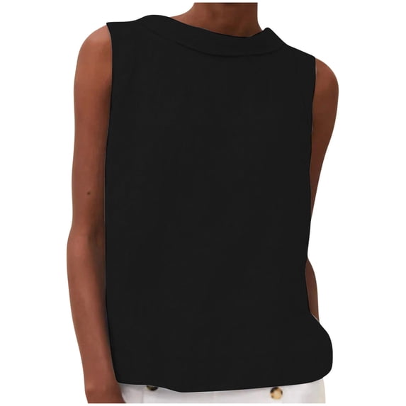 hotojiny Sleeveless Tops for Women Summer Loose Lightweight Crewneck Shirts Fashion Lounge Beach T Shirts