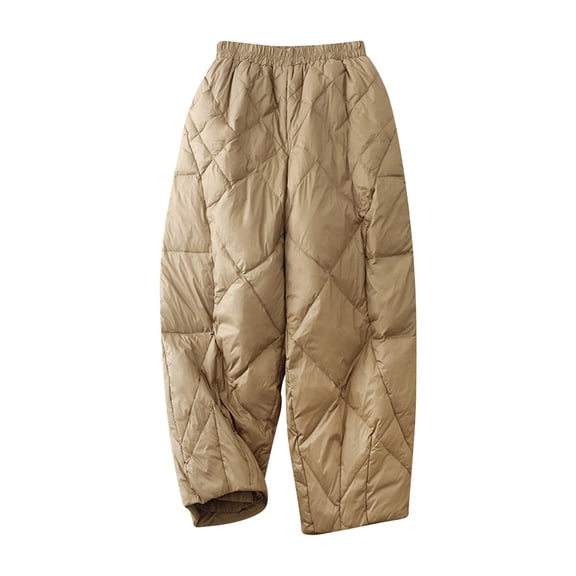 hotojiny Snow Pants Womens Winter Windproof Down Puffer Pants Warm Outdoor Ski Pants Padded Loose Thermal Trousers