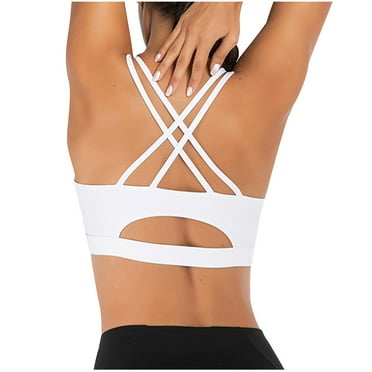 hotojiny Sports Bras for Women Spaghetti Strap Cross Back Padded Bra High Impact Support Yoga Workout Bras