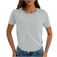 thumbnail image 1 of hotojiny Spring Tops for Women Soft Comfy Crew Neck Short Sleeve Solid Color T Shirts Classic Casual Clothes, 1 of 7