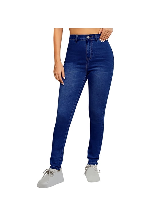 Stretchy Jeans for Women High Waist Butt Lifting Skinny Jeans Fashion Pull on Leggings with Pockets Trendy Streetwear