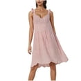 thumbnail image 1 of hotojiny Summer Dresses for Women Tie Shoulder Flowy Midi Dress Cute V Neck Hollow out Boho Dresses for Beach Vocation, 1 of 7