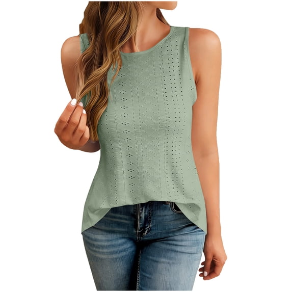 hotojiny Summer Tops for Women Sleeveless Hollow out Fashion Tank Blouse Lightweight Backless Beach Vacation Outfits