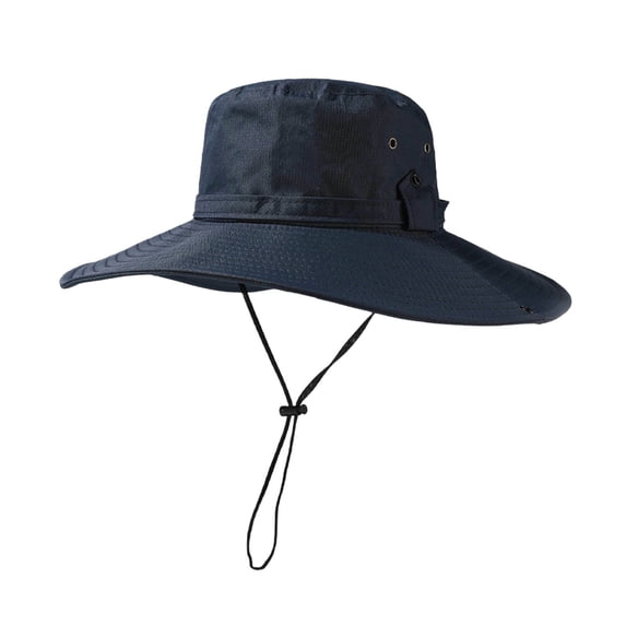 hotojiny Summer Wide Brim Sun Hat for Men Women Breathable Mesh Outdoor Hat Wind Resistant Drawstring Cap for Fishing Hiking