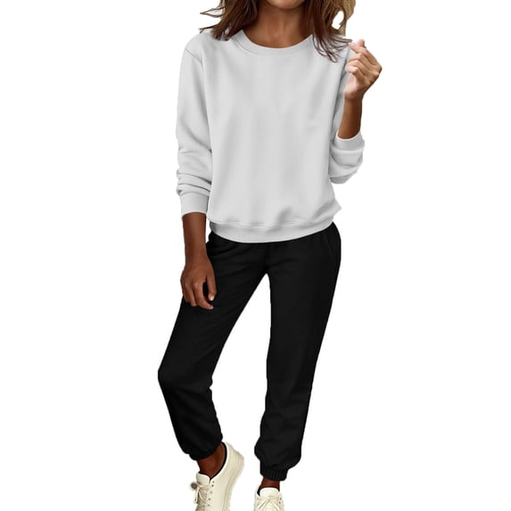 hotojiny Sweat Suits for Womens 2 Piece Set Crewneck Sweatshirts Fashion Jogger Lounge Sets Casual Loose Matching Sweatsuits