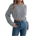 thumbnail image 1 of hotojiny Sweaters for Women Long Sleeve Hollow Out Casual Cropped Sweater Crew Neck Backless Knit Pullover Tops, 1 of 5