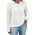 thumbnail image 1 of hotojiny Sweaters for Women Trendy Boho Hollow out V Neck Blouse Soft Lightweight Long Sleeve Knit Shirts Fall Fashion Clothes, 1 of 7