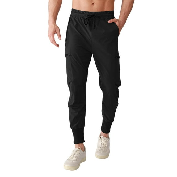hotojiny Sweatpants for Men with Zipper Pockets Lightweight Athletic Running Joggers Active Sports Track Training Cargo Pants