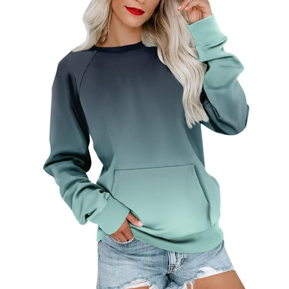 hotojiny Sweatshirt for Women Fall Fashion Long Sleeve Crew Neck Pullover Tops Casual Loose Sweatshirts with Pocket