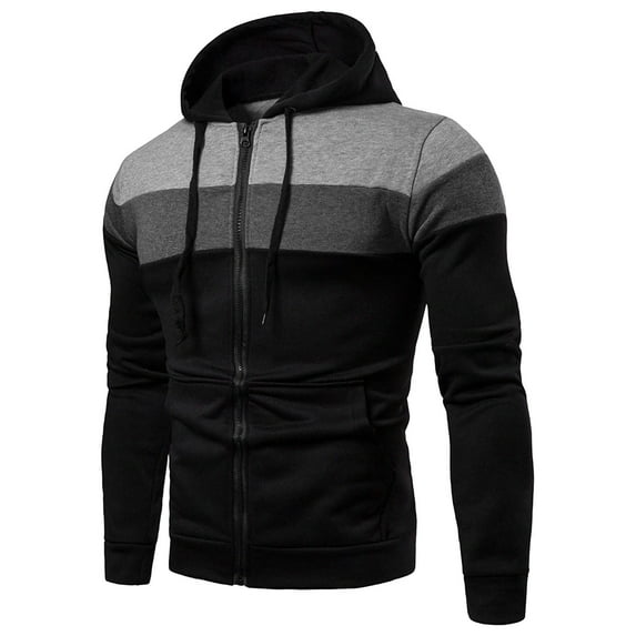 hotojiny Sweatshirts for Men Fall Fashion Colorblock Full-Zip Hoodie Lightweight Long Sleeve Workout Athletic Coat with Pockets