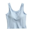 thumbnail image 1 of hotojiny Tank Tops for Women Summer Cute Sleeveless Henley Shirts Solid Cropped Basic Tees with Built in Bra Beach Vacation Clothes, 1 of 7