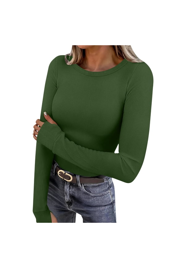 Thermal Shirts for Women Lightweight Fleece Lined Long Sleeve Tops Slim Fit Warm Winter Clothes Basic T-Shirts