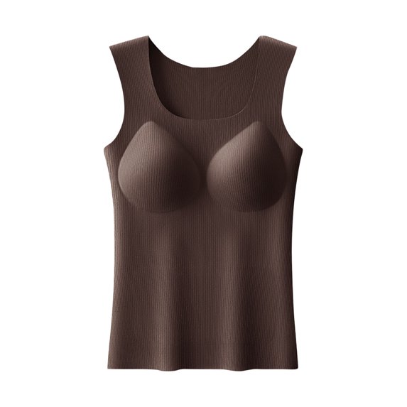 hotojiny Thermal Tank Tops for Women Fleece Lined Base Layer Underwear with Built in Bra Winter Warm Sleevesless Shirts