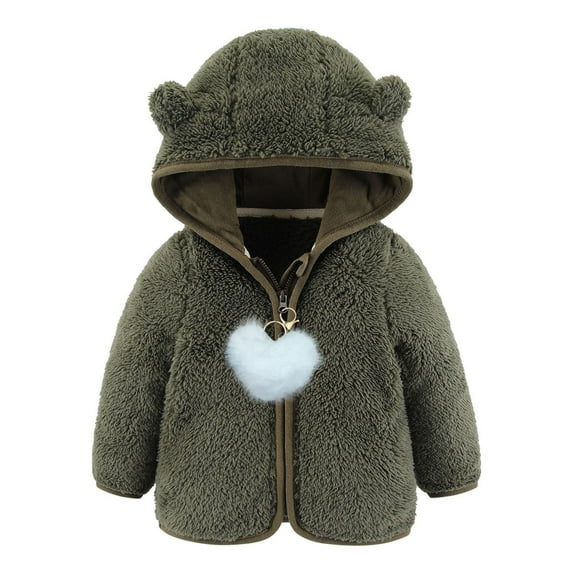 hotojiny Toddler Baby Boys Girls Jacket Hoodies Newborn Infant Unisex Flannel Coats Winter Warm Soft Cute Zipper Outerwear