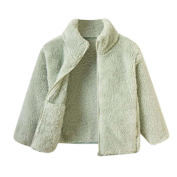 hotojiny Toddler Boys Girls Sherpa Fleece Jacket Full-Zip Fuzzy Sweatshirt Coat Kids Windproof Comfy Thick Winter Warm Outwear 1-11 T