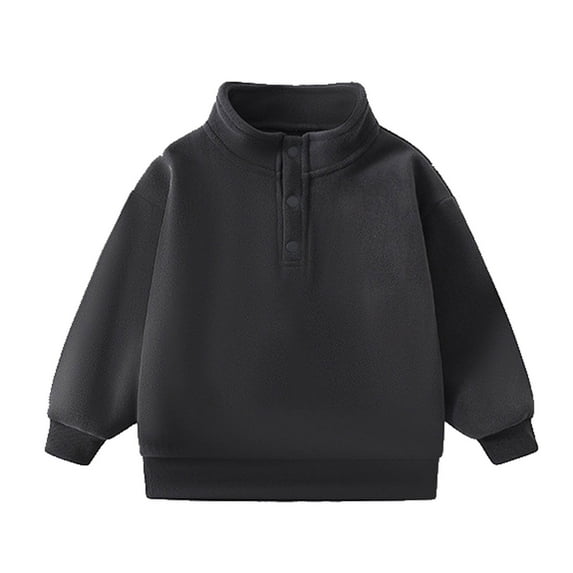 hotojiny Toddler Children Oversized Sweatshirt Button Mock Neck Pullover Kids Boys Girls Fleece Outerwear Fall Winter Clothes