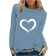thumbnail image 1 of hotojiny Tops for Women Casual Round Neck Basic Shirt Fashion Long Sleeve Tees Print Trendy Blouse, 1 of 5