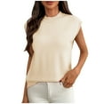 thumbnail image 1 of hotojiny Tops for Women Trendy Knit Crew Neck Sweater Vest Summer Casual Cap Short Sleeve Pullover Spring Clothes, 1 of 7