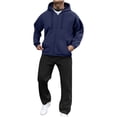 thumbnail image 1 of hotojiny Track Suits for Men 2 Piece Set Full Zip Jacket Workout Hooded Sweatshirt Casual Active Loose Fit Pants Matching Sweatsuit(Navy,3X-Large), 1 of 7